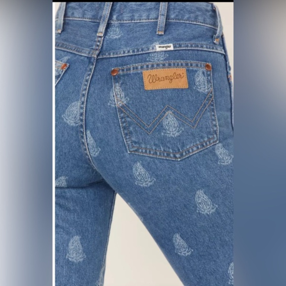 Wrangler westward 626 paisley print‎ high rise bootcut bluevjeans size 30x34 - Picture 2 of 8